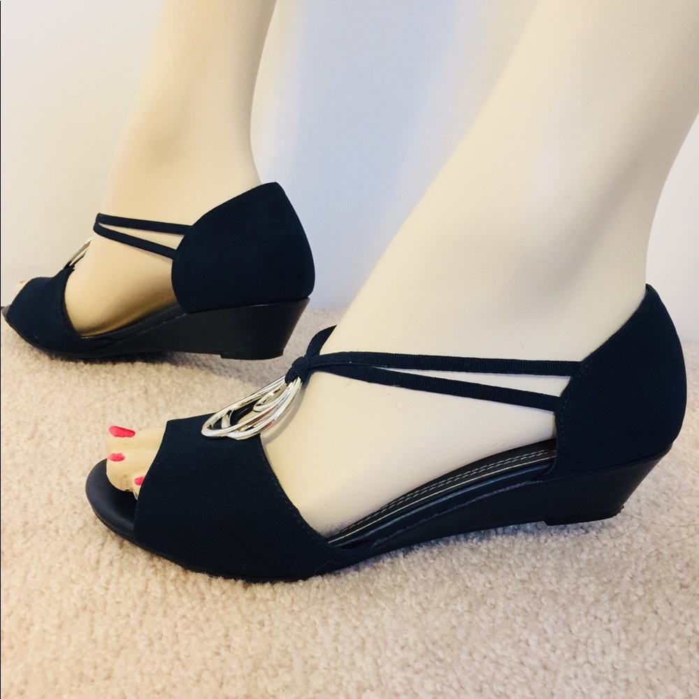 Regie Wedge Sandal in Navy by IMPO